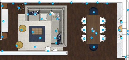 Online Designer Combined Living/Dining Floorplan