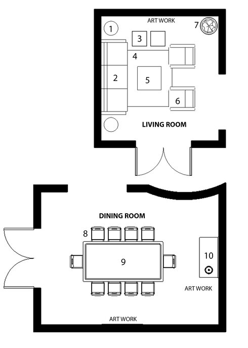 Online Designer Combined Living/Dining Floorplan