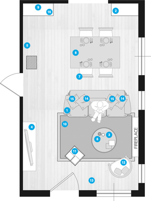 Online Designer Combined Living/Dining Floorplan
