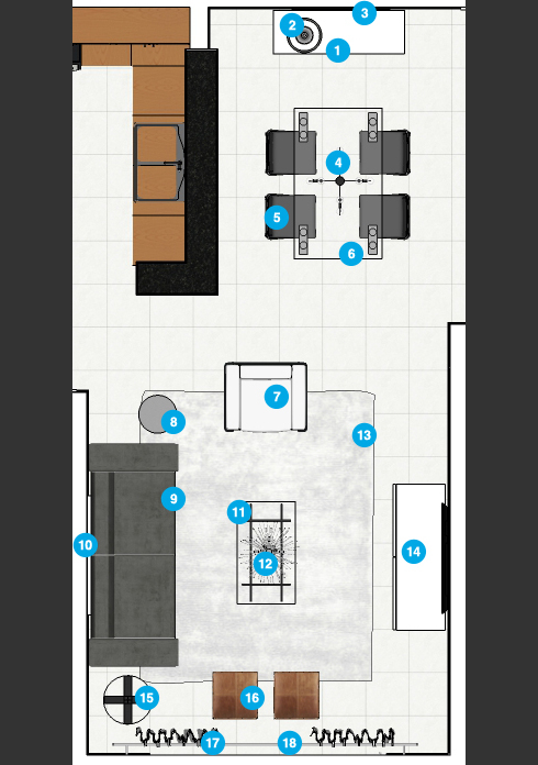 Online Designer Combined Living/Dining Floorplan