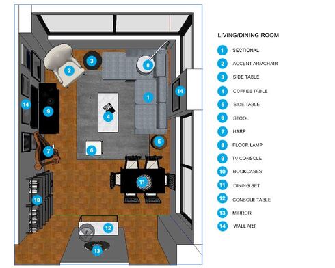 Online Designer Combined Living/Dining Floorplan