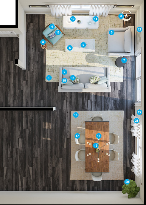 Online Designer Combined Living/Dining Floorplan