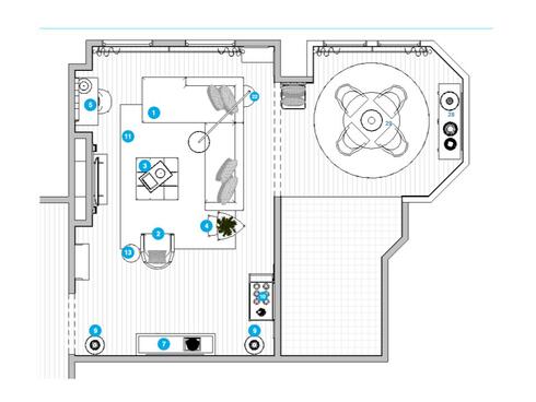 Online Designer Combined Living/Dining Floorplan