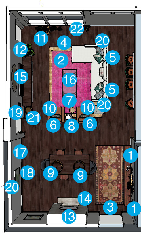 Online Designer Combined Living/Dining Floorplan