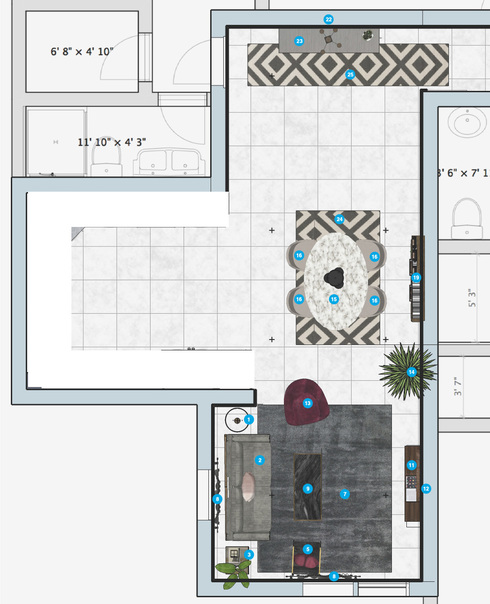 Online Designer Combined Living/Dining Floorplan