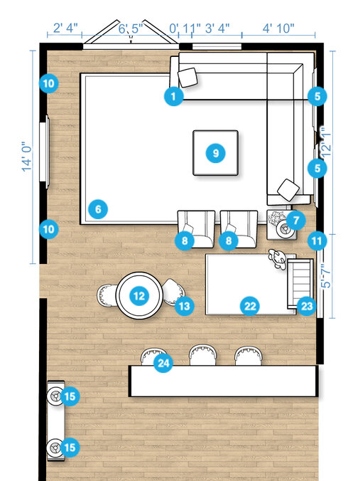 Online Designer Combined Living/Dining Floorplan