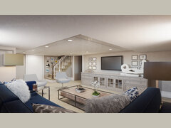 Modern Basement Family Room | Decorilla