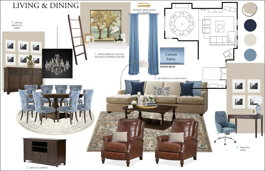 Online Designer Combined Living/Dining Moodboard