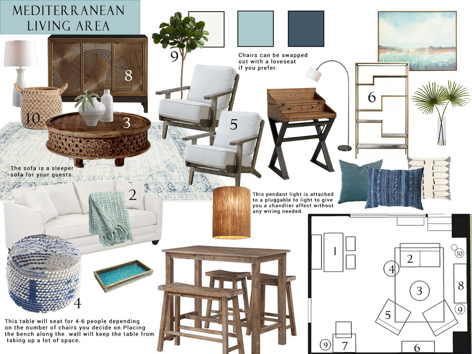 Online Designer Combined Living/Dining Moodboard