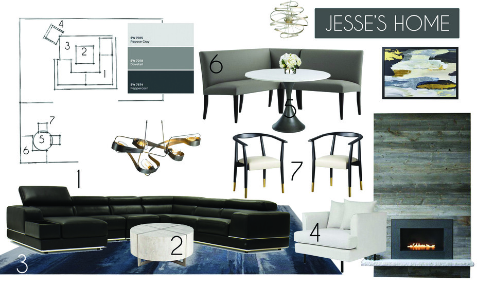 Online Designer Combined Living/Dining Moodboard
