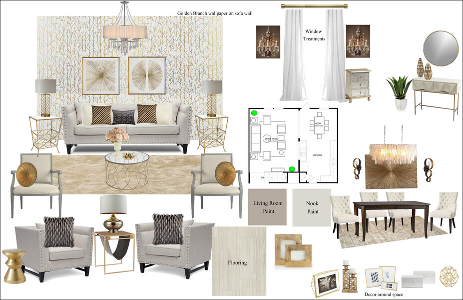 Online Designer Combined Living/Dining Moodboard