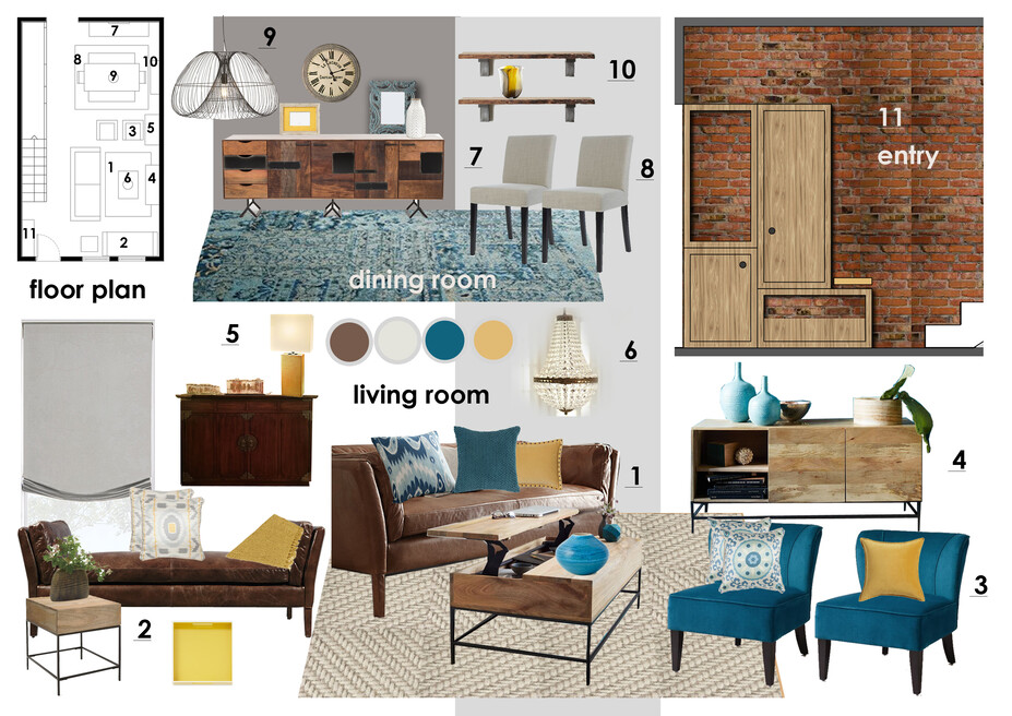 Online Designer Combined Living/Dining Moodboard