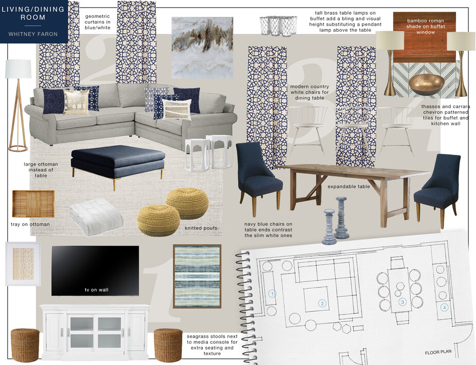 Online Designer Combined Living/Dining Moodboard