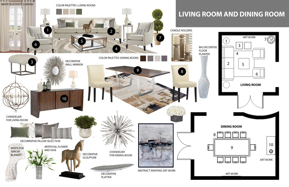 Online Designer Combined Living/Dining Moodboard