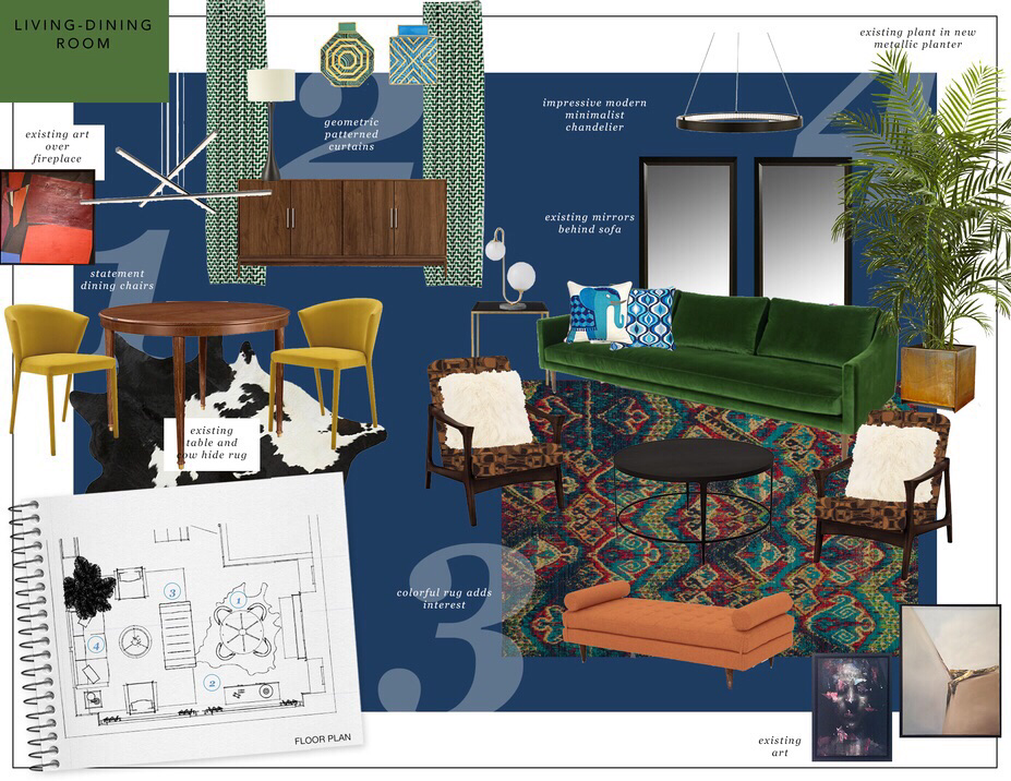 Online Designer Combined Living/Dining Moodboard