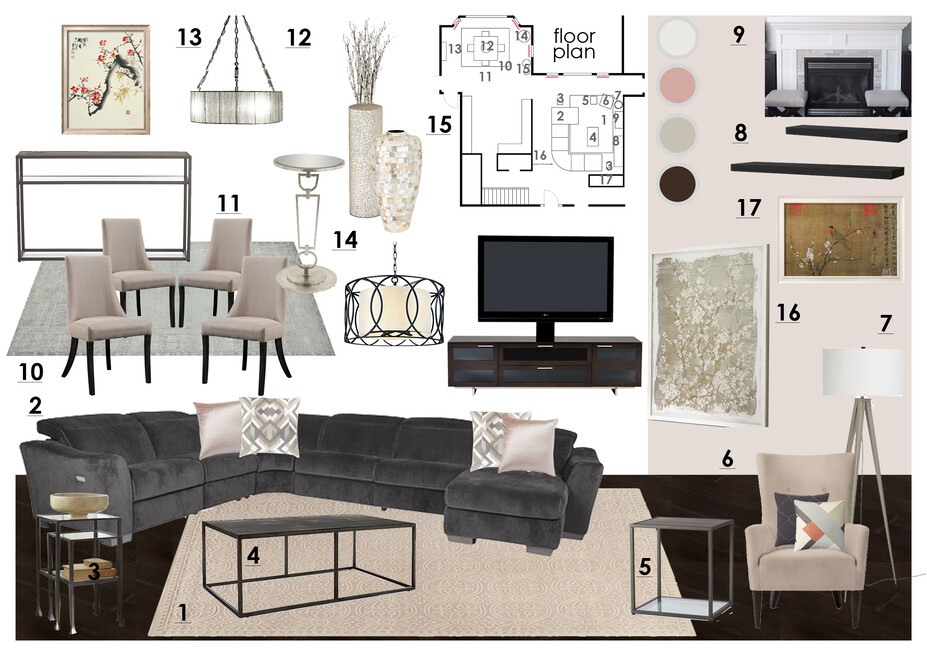 Online Designer Combined Living/Dining Moodboard