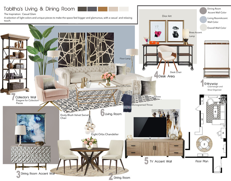 Online Designer Combined Living/Dining Moodboard