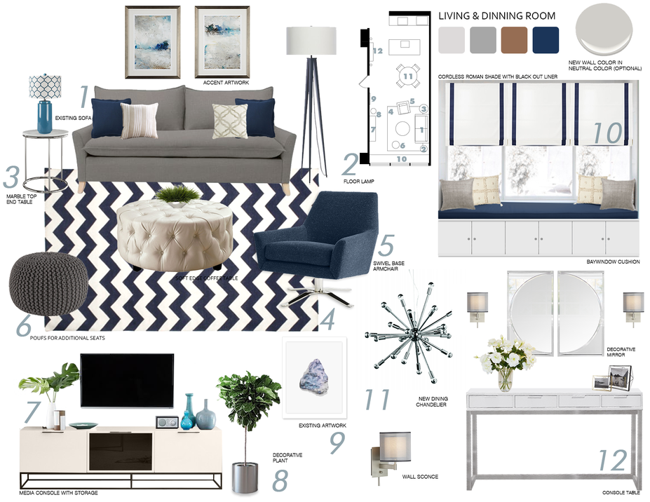 Online Designer Combined Living/Dining Moodboard