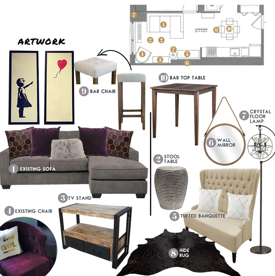 Online Designer Combined Living/Dining Moodboard