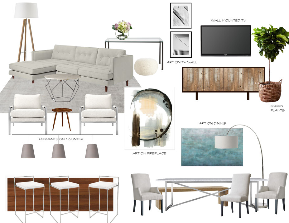Online Designer Combined Living/Dining Moodboard