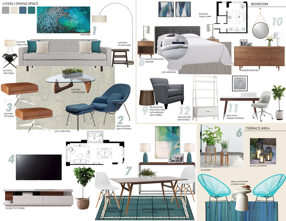 Online Designer Combined Living/Dining Moodboard