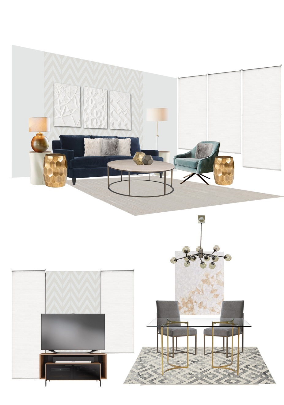 Online Designer Combined Living/Dining Moodboard