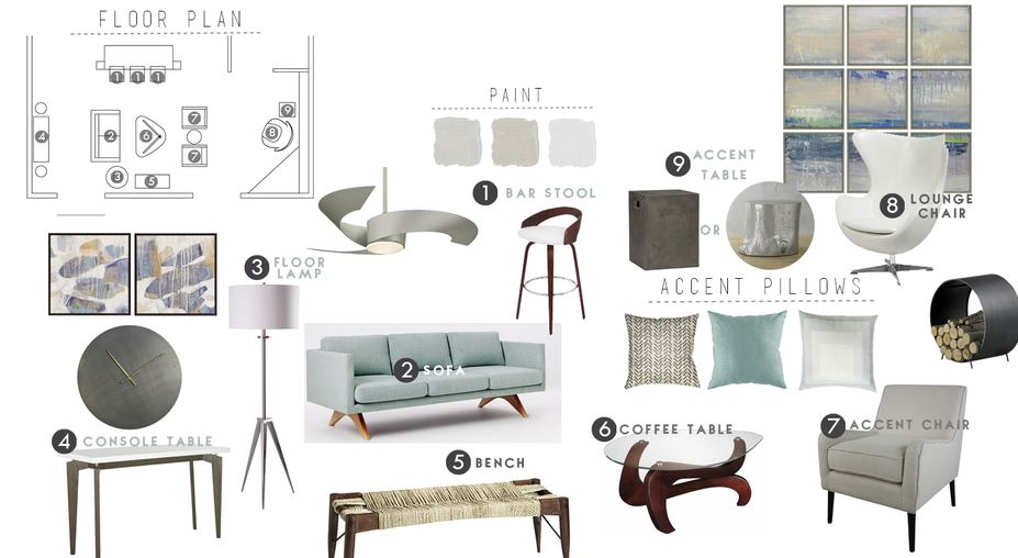 Online Designer Living Room Moodboard