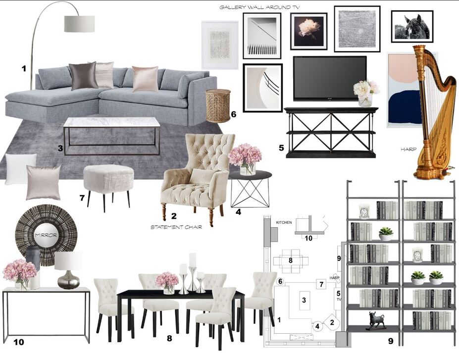 Online Designer Combined Living/Dining Moodboard