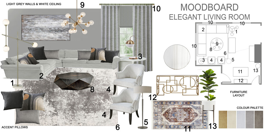 Online Designer Living Room Moodboard