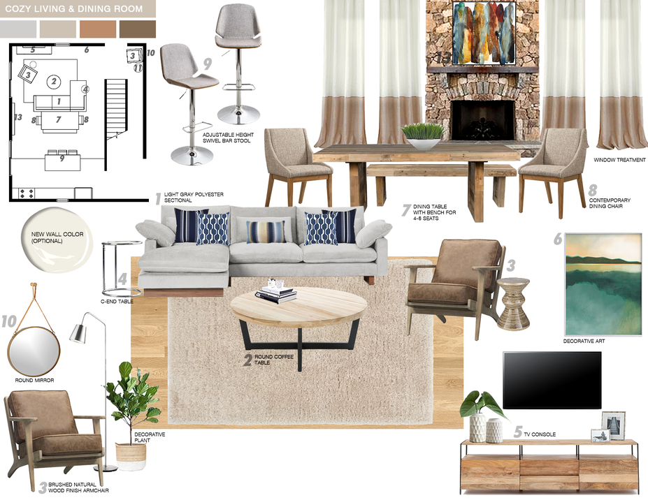 Online Designer Combined Living/Dining Moodboard