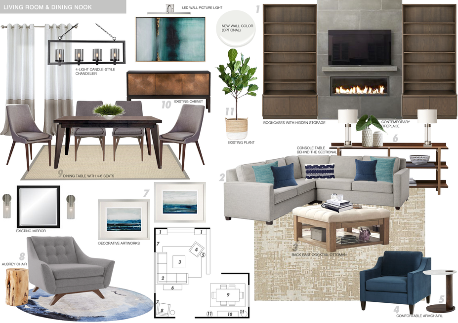 Online Designer Combined Living/Dining Moodboard