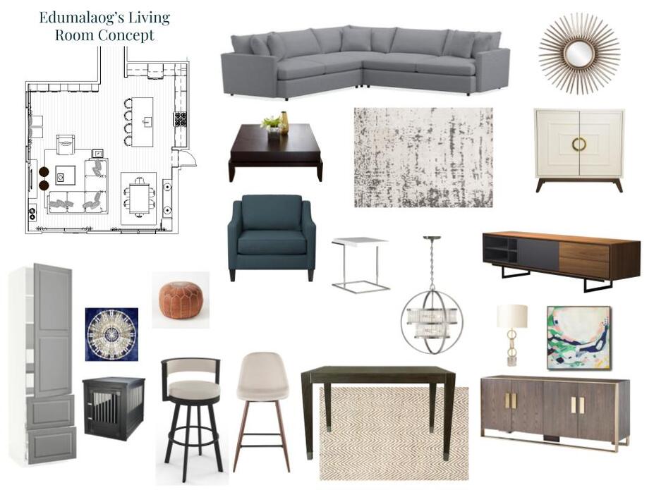 Online Designer Combined Living/Dining Moodboard
