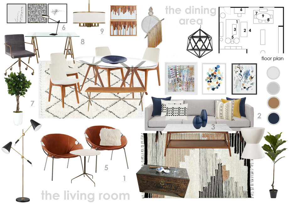 Online Designer Living Room Moodboard