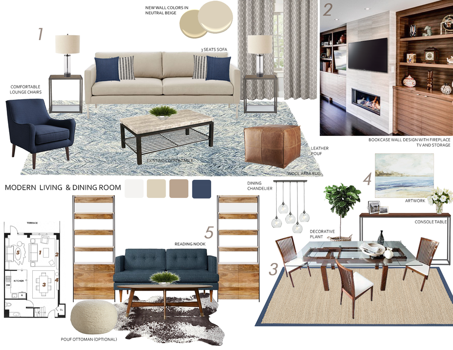 Online Designer Combined Living/Dining Moodboard
