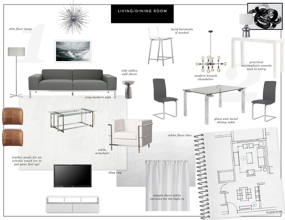 Online Designer Combined Living/Dining Moodboard