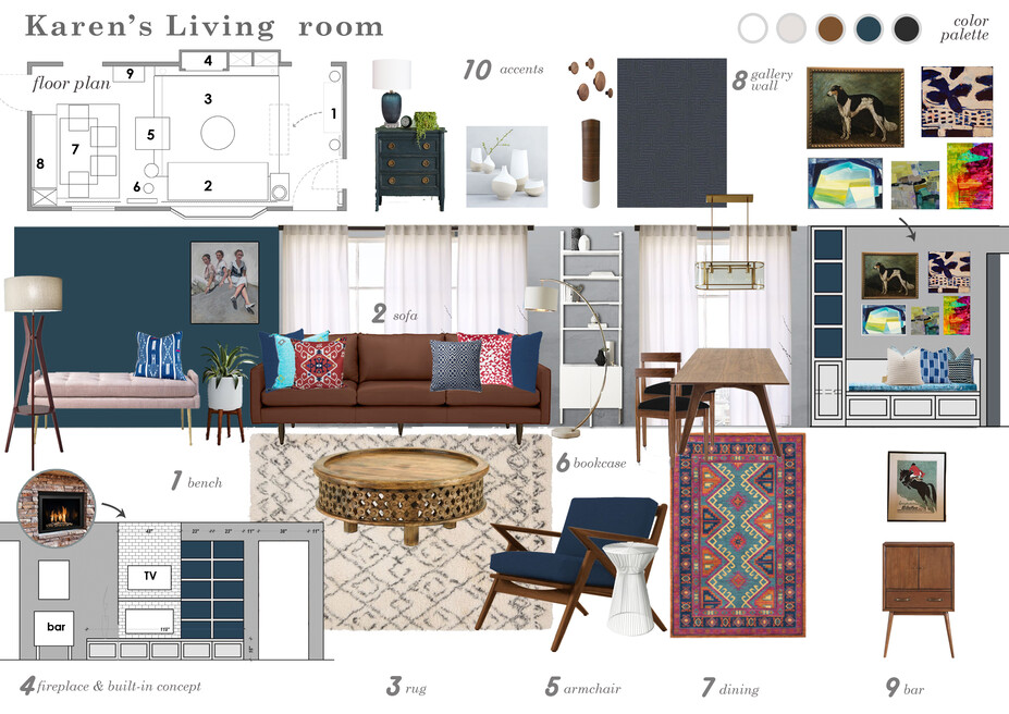 Online Designer Combined Living/Dining Moodboard