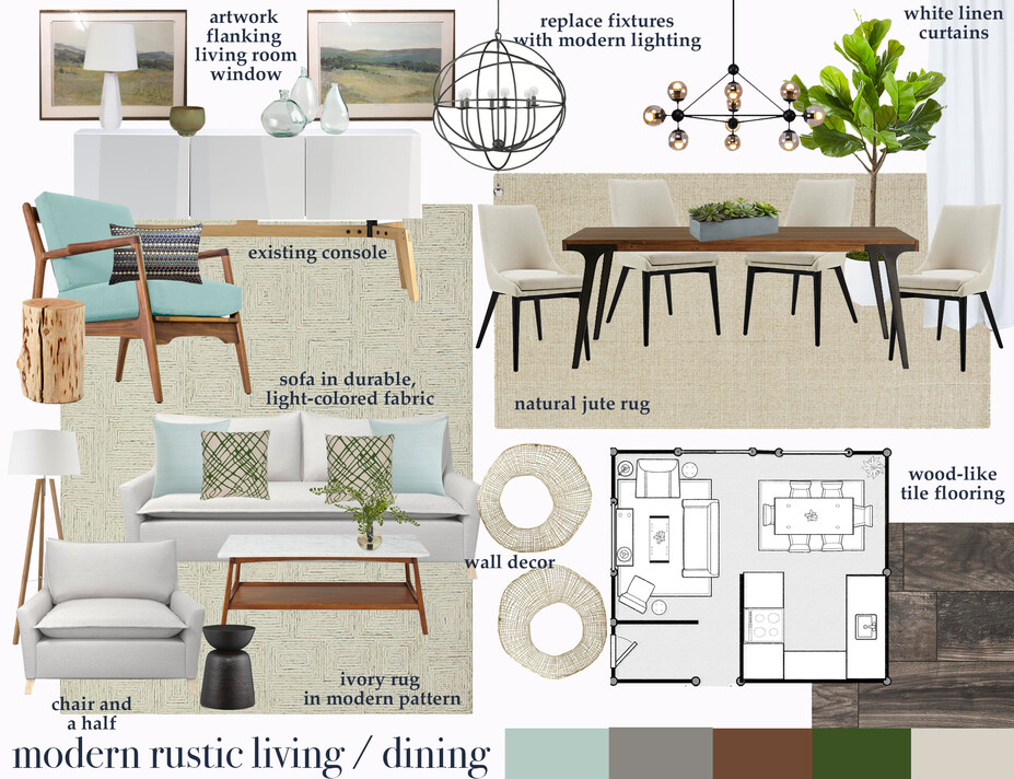 Online Designer Combined Living/Dining Moodboard