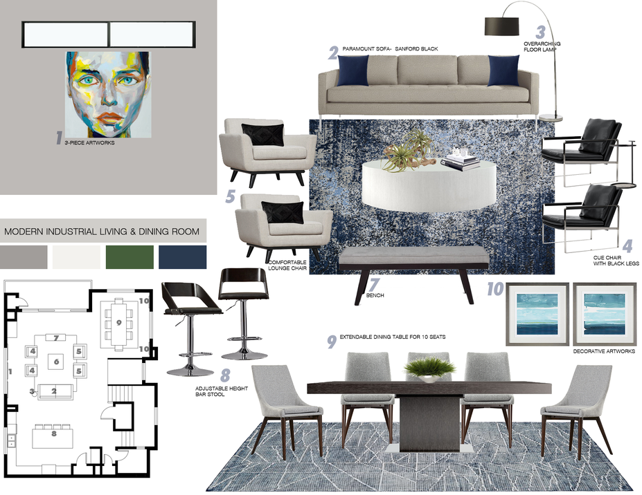 Online Designer Combined Living/Dining Moodboard