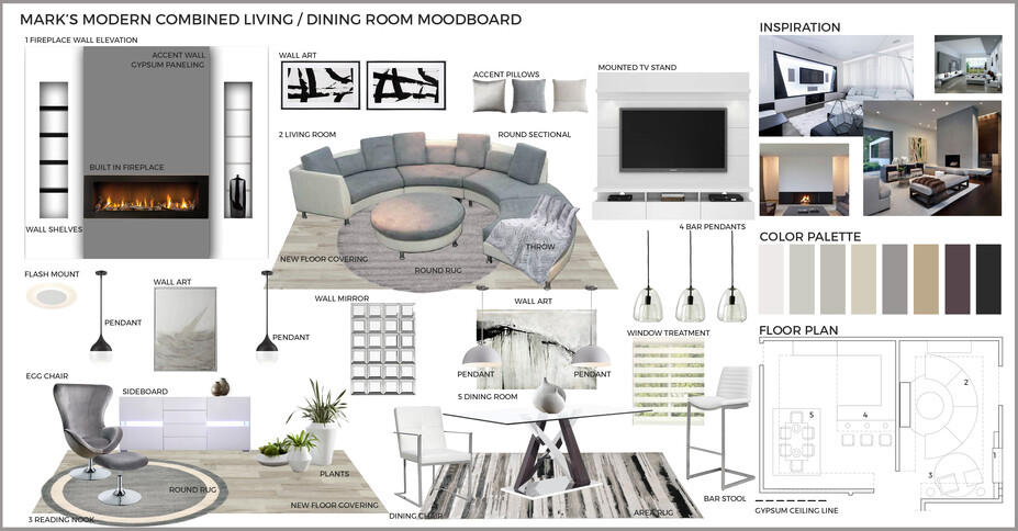 Online Designer Combined Living/Dining Moodboard