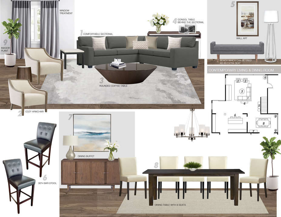 Online Designer Combined Living/Dining Moodboard