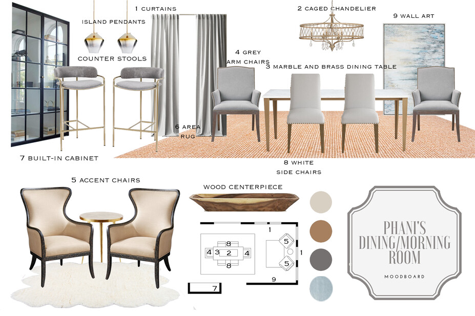 Online Designer Combined Living/Dining Moodboard