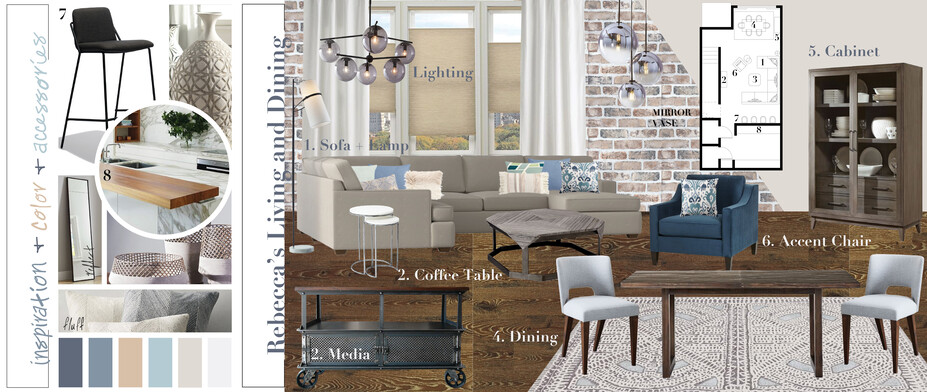 Online Designer Combined Living/Dining Moodboard