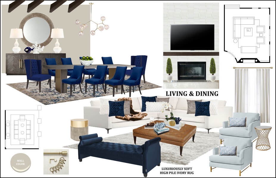 Online Designer Combined Living/Dining Moodboard