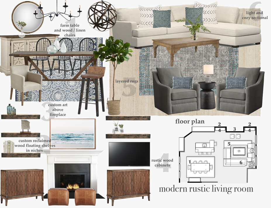 Online Designer Combined Living/Dining Moodboard