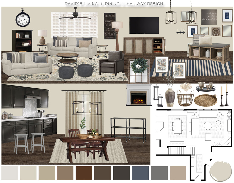 Online Designer Combined Living/Dining Moodboard