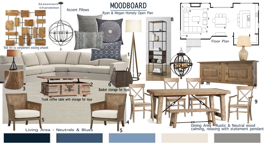 Online Designer Combined Living/Dining Moodboard