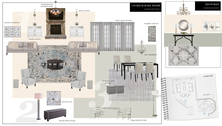 Online Designer Combined Living/Dining Moodboard