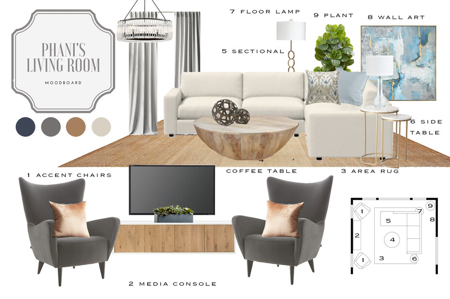 Online Designer Living Room Moodboard