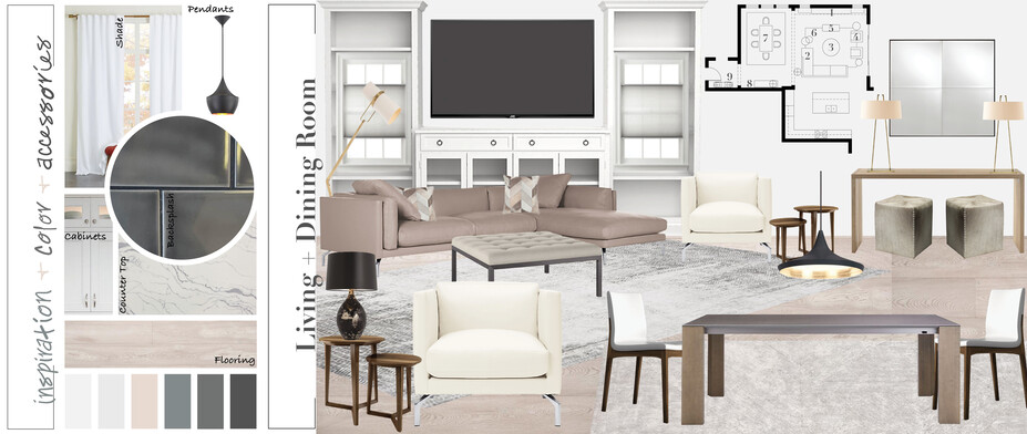 Online Designer Combined Living/Dining Moodboard