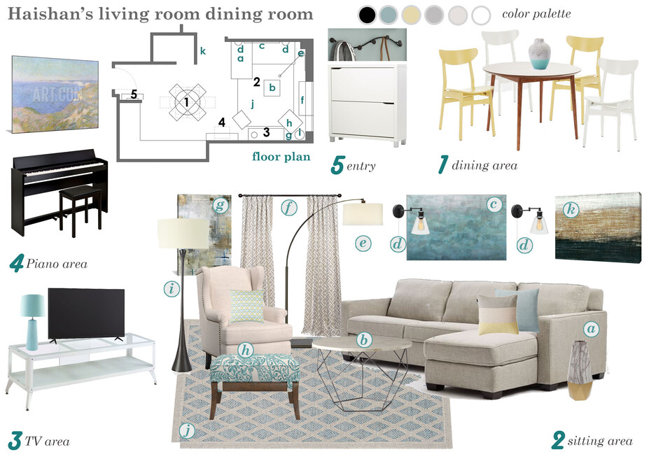 Online Designer Combined Living/Dining Moodboard